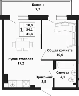 Корпус 2, Очередь 1, 4 этаж